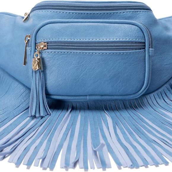 Fringe Waist bag for women with Multi Zipper Pockets - Picture 3 of 9